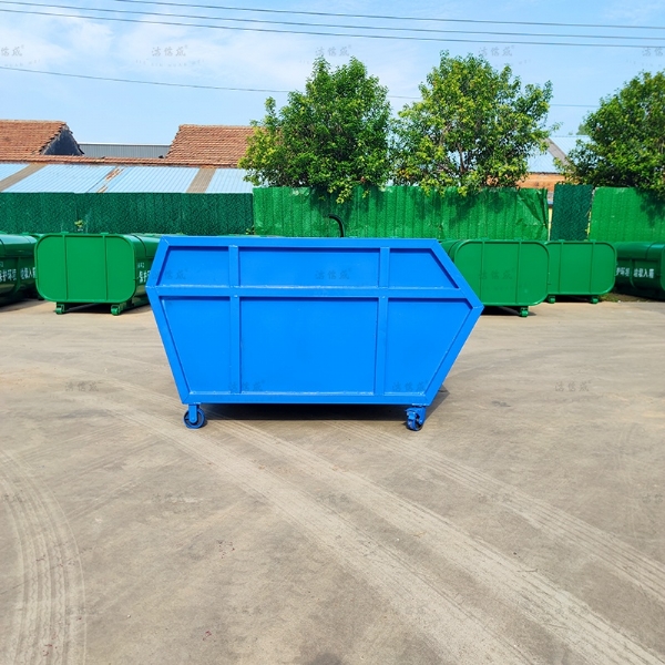 带轮全蓝垃圾斗