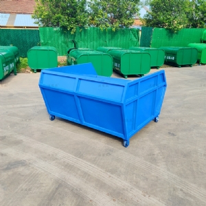 带轮全蓝垃圾斗