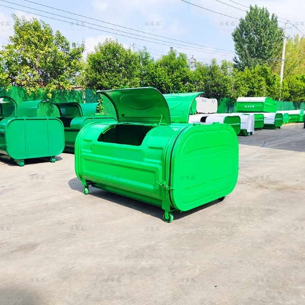 全绿3方双投料口勾臂垃圾箱