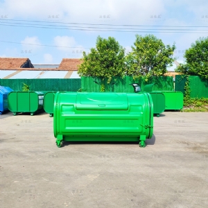 全绿3方双投料口勾臂垃圾箱