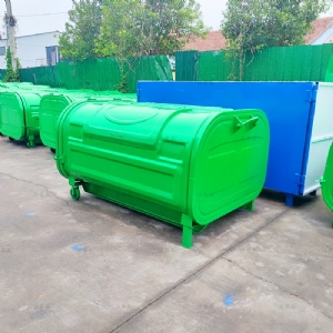 双轮双支腿全绿压膜垃圾箱