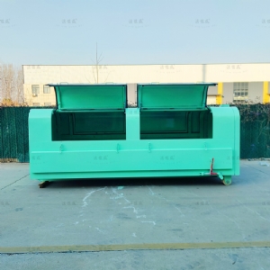 10方浅绿4口液压撑杆垃圾箱