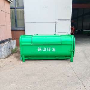 双支腿双轮全绿圆弧垃圾箱