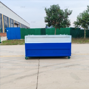 白蓝建筑式垃圾箱