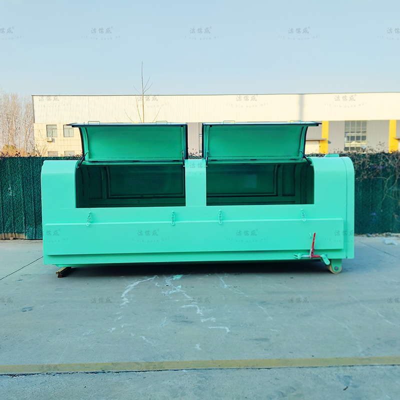 10方浅绿4口液压撑杆垃圾箱
