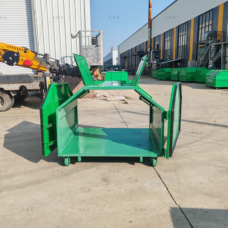 全绿小型碳钢材质双侧开门垃圾箱